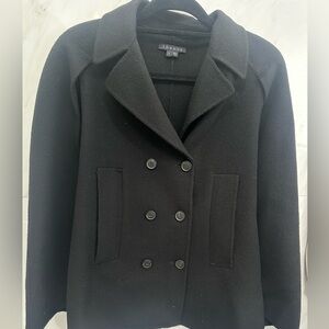 Theory Womens Black Kapalin Coat Cape Double Breasted Wool Cashmere Blend SZ 2